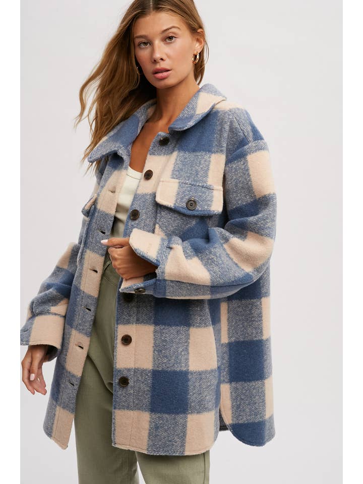 Bluivy – Engroshandel Frakke - Dame – BØRSTET PLAID OVERDIMENSIONERET FRAKKE11