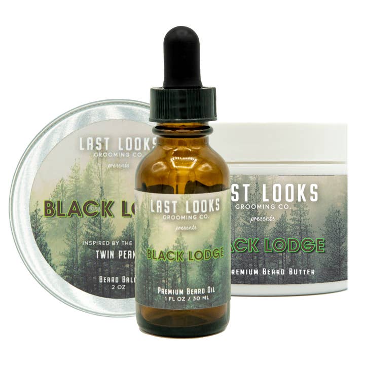 Pacote de óleo de barba Black Lodge + bálsamo + manteiga por atacado de Last Looks Grooming