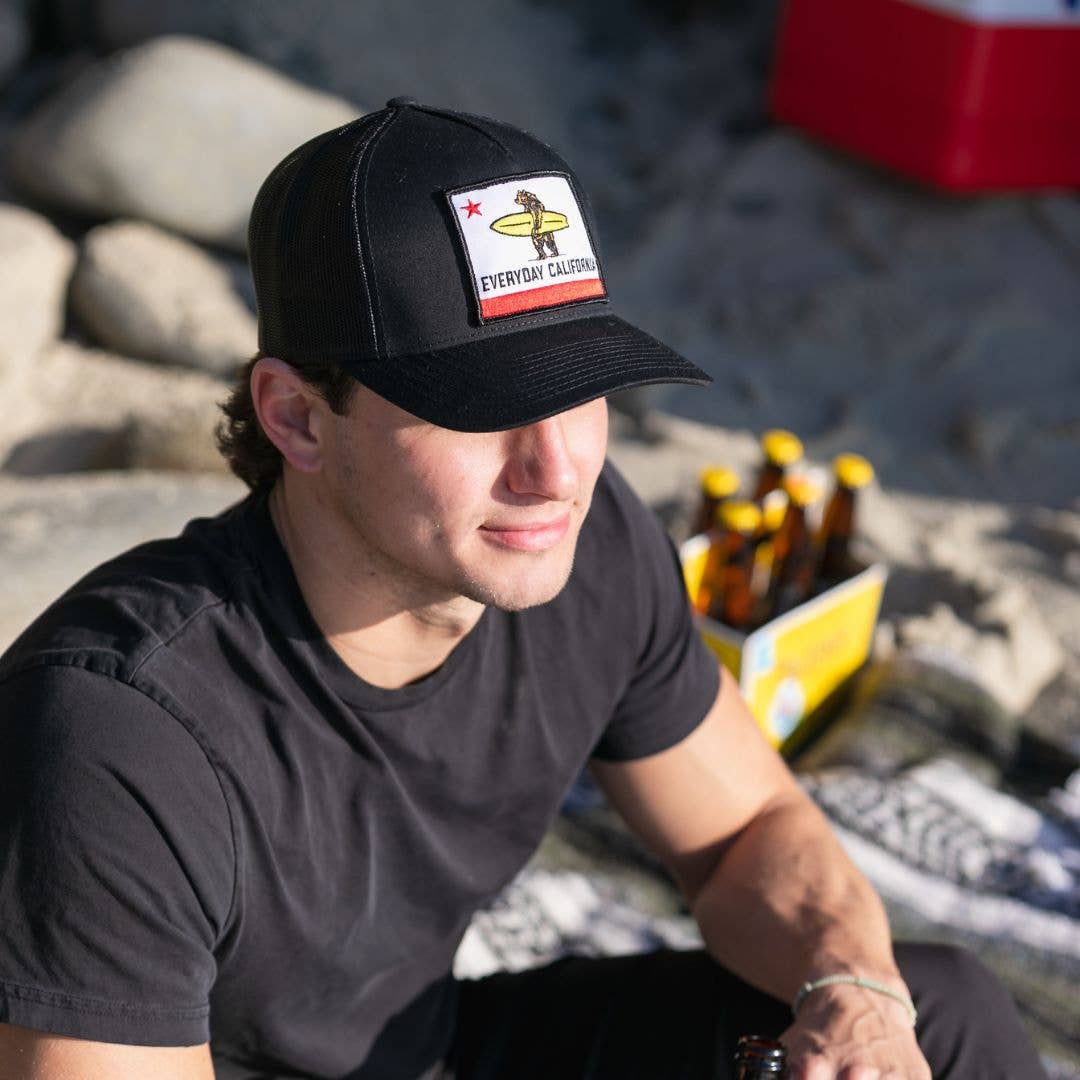 Everyday California - Wholesale Trucker Hat - Unisex - Shores Snapback Hat - Everyday California Flag Surfing Bear 5