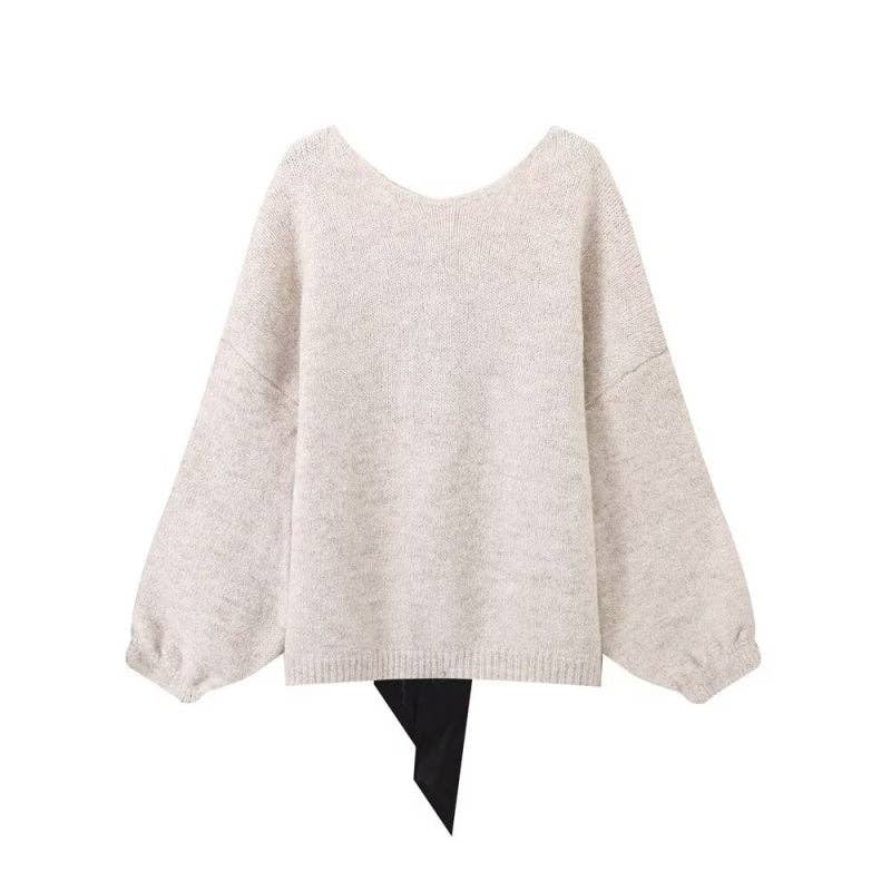 Masyal - Wholesale Knit Sweater - Women's - Bow Accent Knit Pullover Sweater1