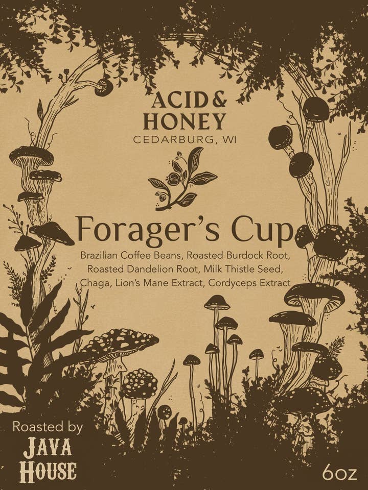 Forager’s Cup – Adaptogenic Mushroom Root Coffee with Lion’s Mane, Cordyceps, Chaga & Roasted Detox Roots for Focus, Energy & Liver Support for wholesale by Acid and Honey