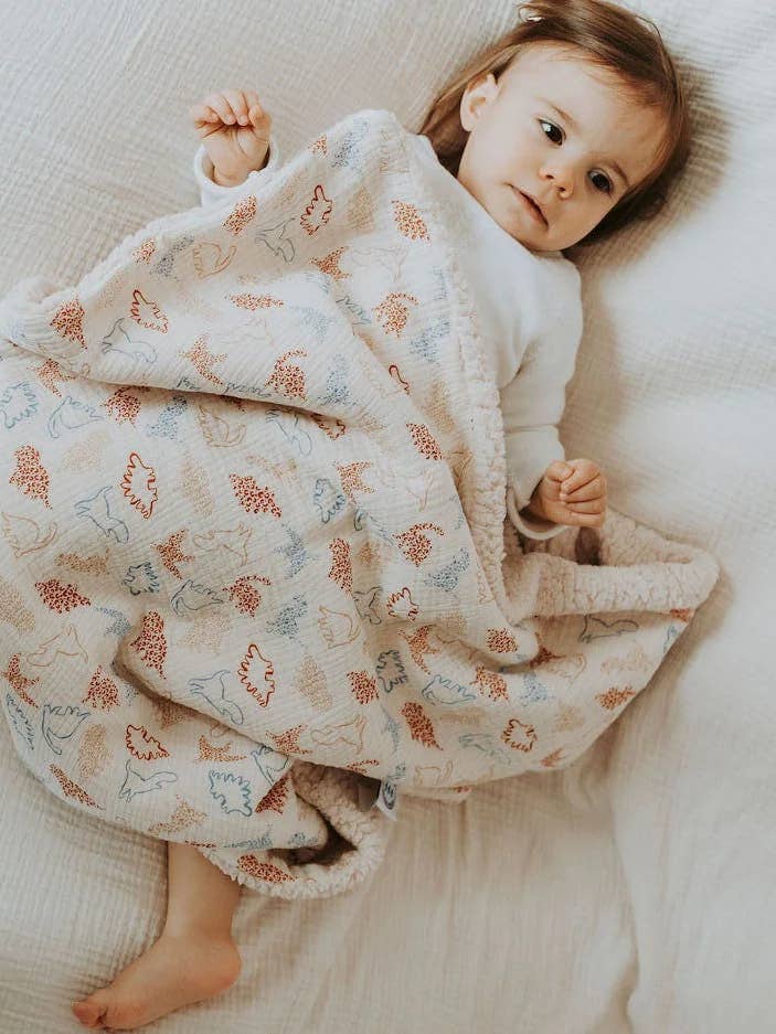 Dinosaur fleecetæppe for engroshandel hos Manufacture des bébés français