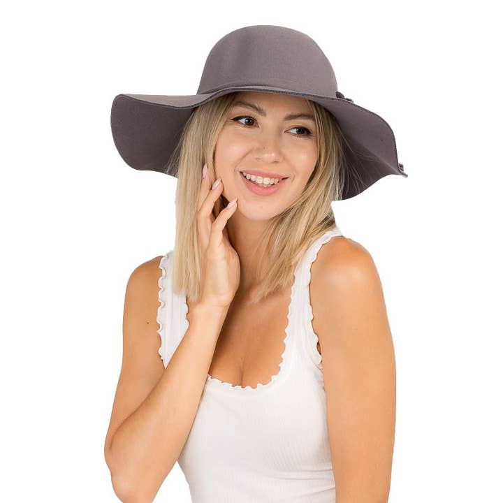 Cap Zone - Wholesale Fedora - Women's - Floppy Sun Hat with Bowknot Wide Brim Felt Hat9