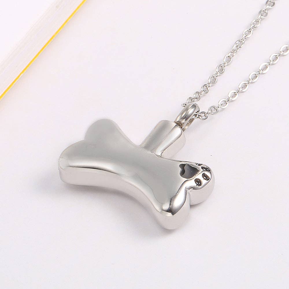 Perimade & Co. LLC - Wholesale Pendant/Charm Necklace - Human Ashes Dog Bone Urn Pendant Necklace in Stainless Steel2