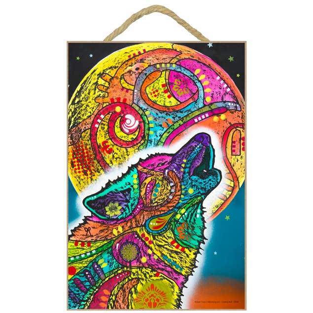 Wolf - Howling 7" x 10.5" wood plaques/signs for wholesale by SJT Enterprises, Inc.