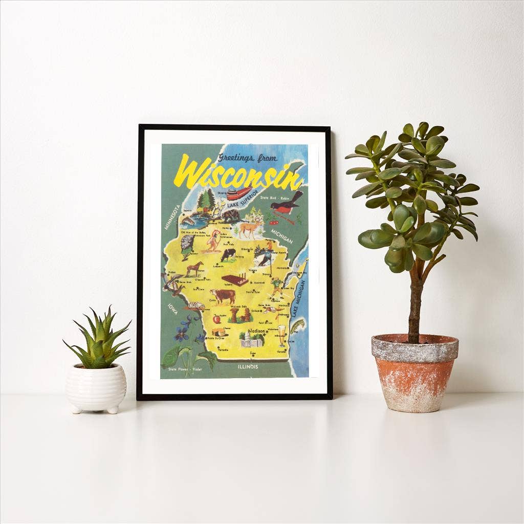 Found Image Press - Vente Affiche d'art - Impression d'art WI-439 Carte du Wisconsin1