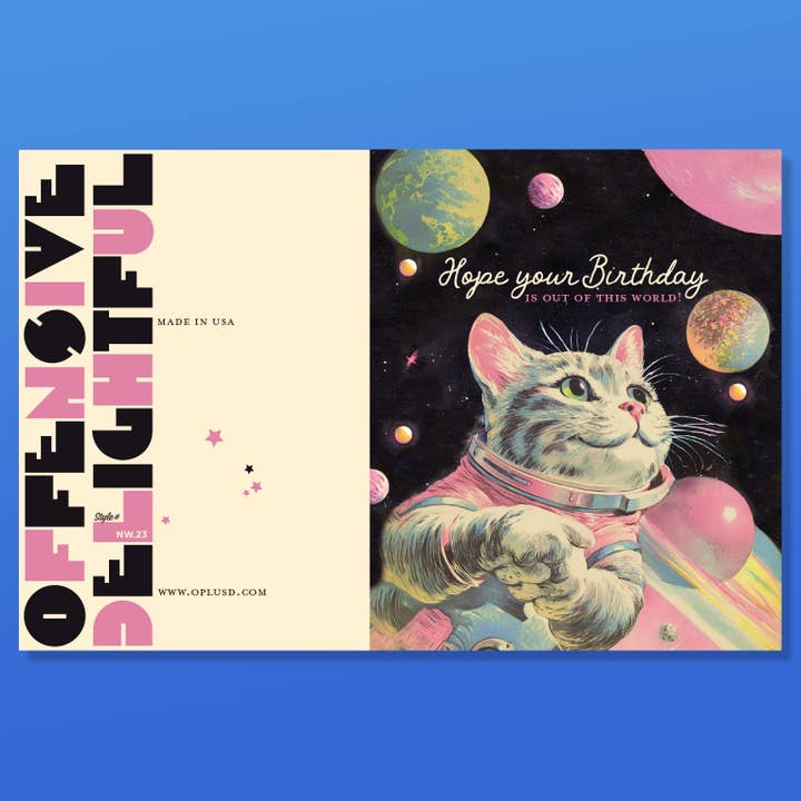 offensivedelightful - Wholesale Birthday Card - OUT OF THIS WORLD spacecat birthday card2