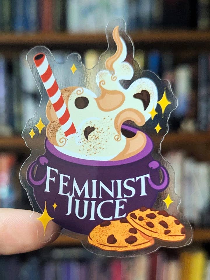 Feminist Juice feminine rage translucent sticker for wholesale by Geek and Artsy