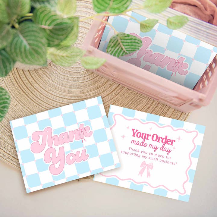 Business Thank You Cards | Bows & Checks for wholesale by Picksie Mailers