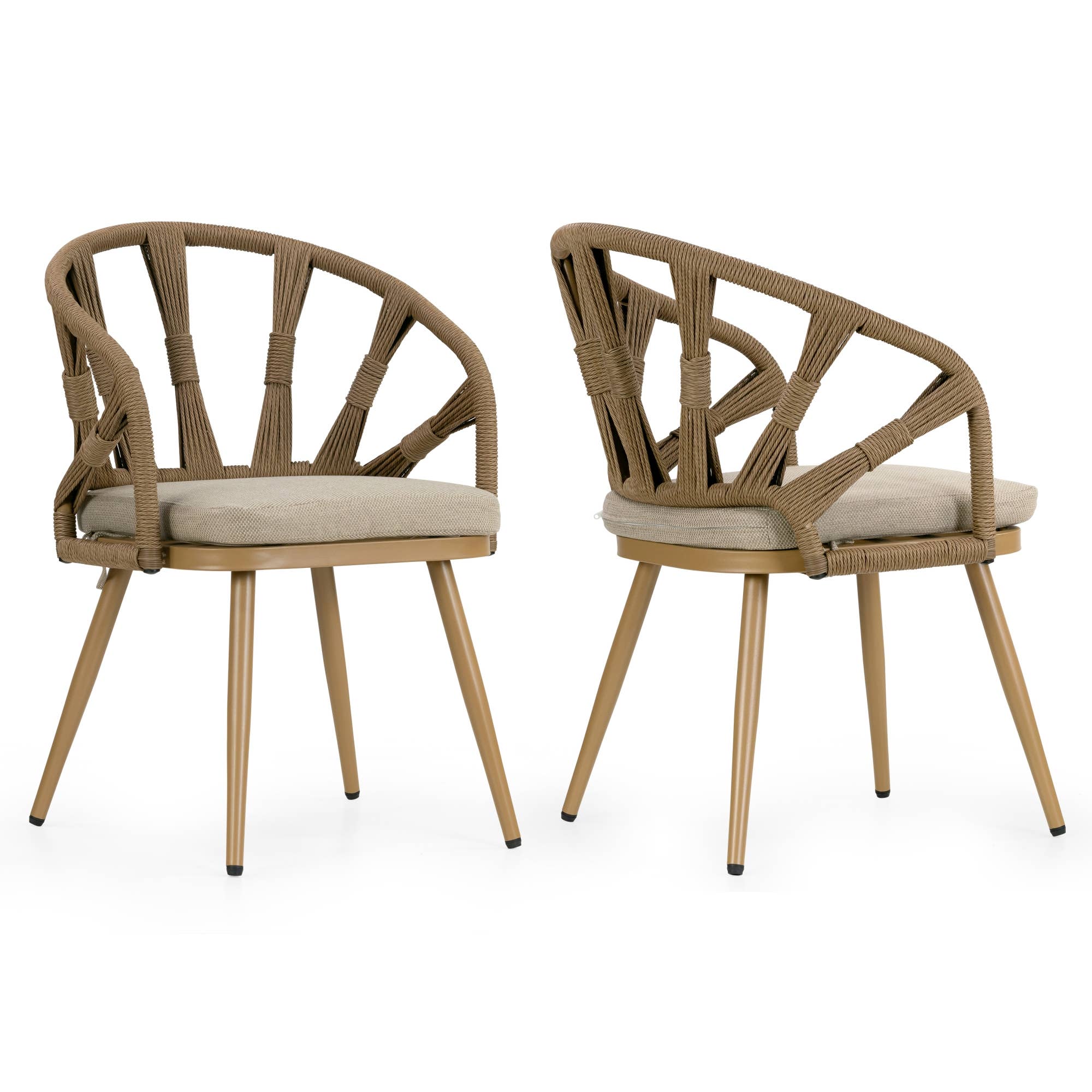 Glamour Home - Wholesale Patio Chair - Set of 2 Binda Brown Outdoor Dining Chair4