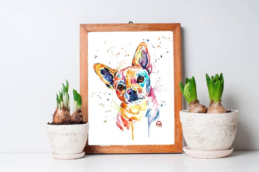 Whitehouse Art – wholesale Art print – Chihuahua Art Print, cute dog painting, colorful art, deco1