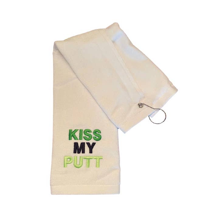 KISS MY PUTT GOLF TOWELS for wholesale by Donovan Designs