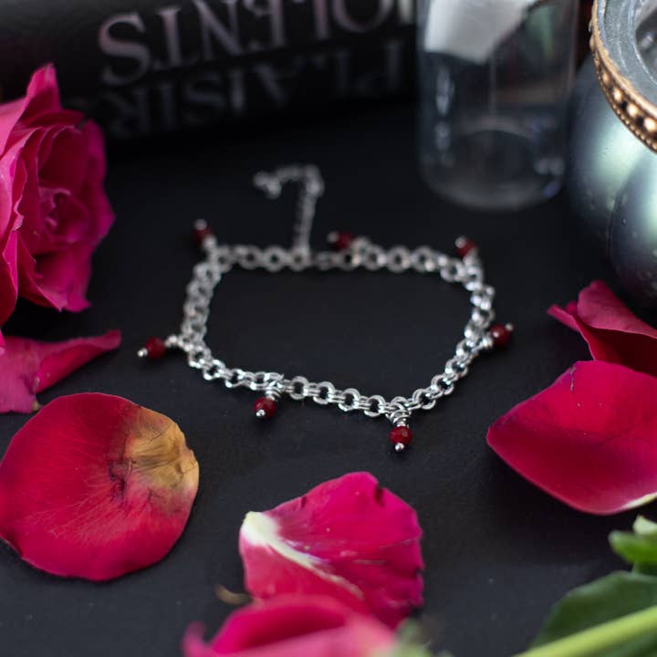 Bracelet - chain link in stainless steel and beads for wholesale by noemie zomby