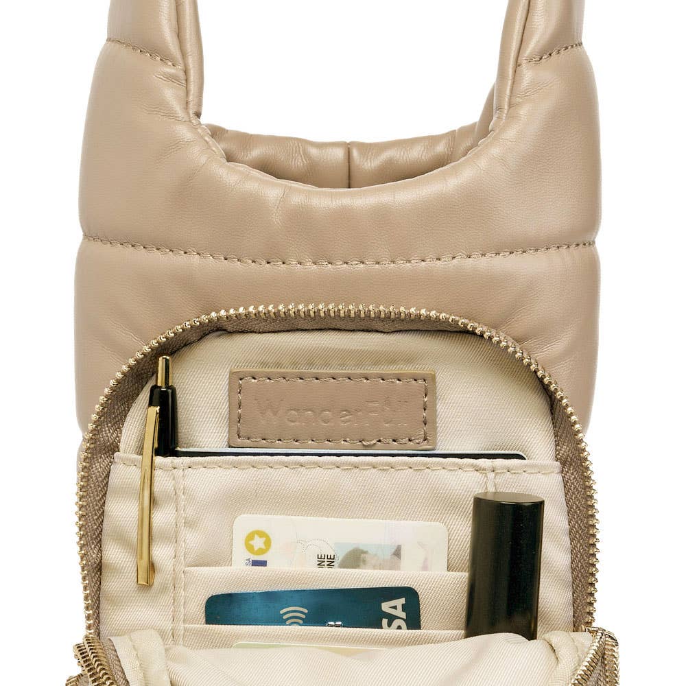 WanderFull - Wholesale Crossbody Bag - Women's - Taupe Vegan Leather Hydrobag® with Strap Bundle2