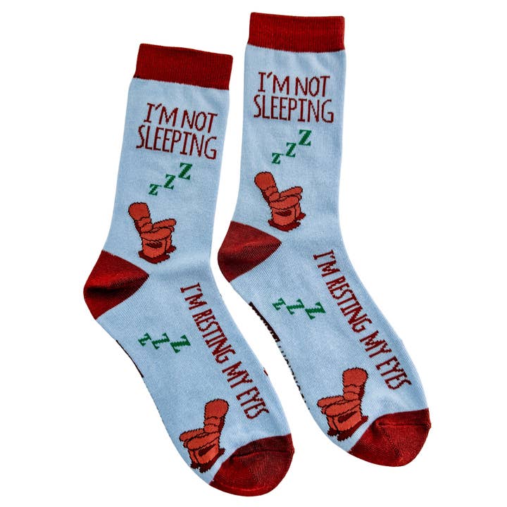 I'm Not Sleeping, I'm Resting My Eyes - Unisex Socks - CLOSEOUT SALE and other Purchase Wholesale fathers day socks. Free Returns & Net 60 Terms on Faire trending on Faire.