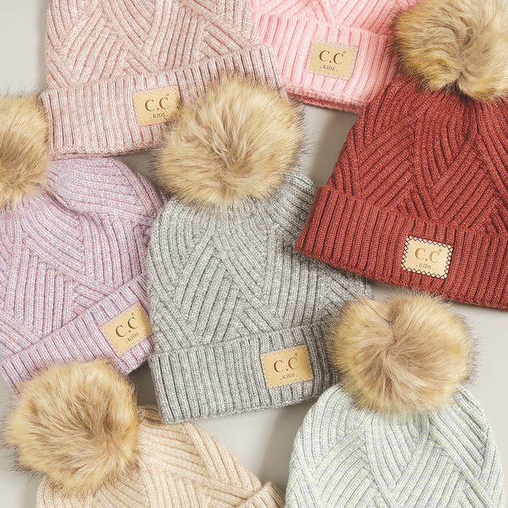 Fashion City - Wholesale Beanie - Kids - Kids Criss-Cross Pattern Beanie Hat