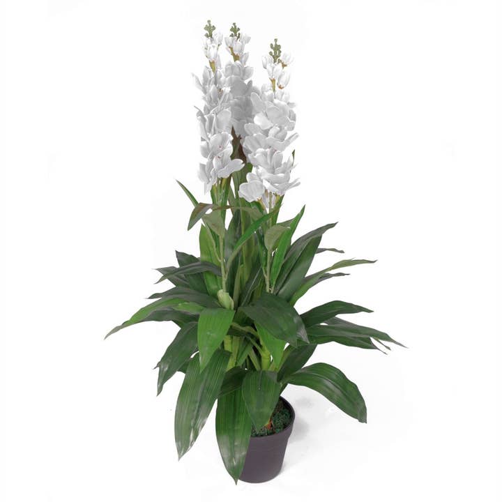Artifical Orchid Plant 100cm White 100cm House Flowers for wholesale by Leaf Design UK LTD