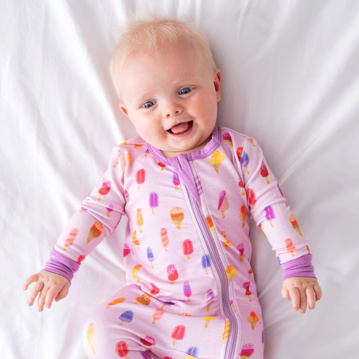 Dreamland Baby - Wholesale Sleepsuit - Baby - Baby Bamboo Pajamas w/ DreamCuffs® - Pink Popsicle2