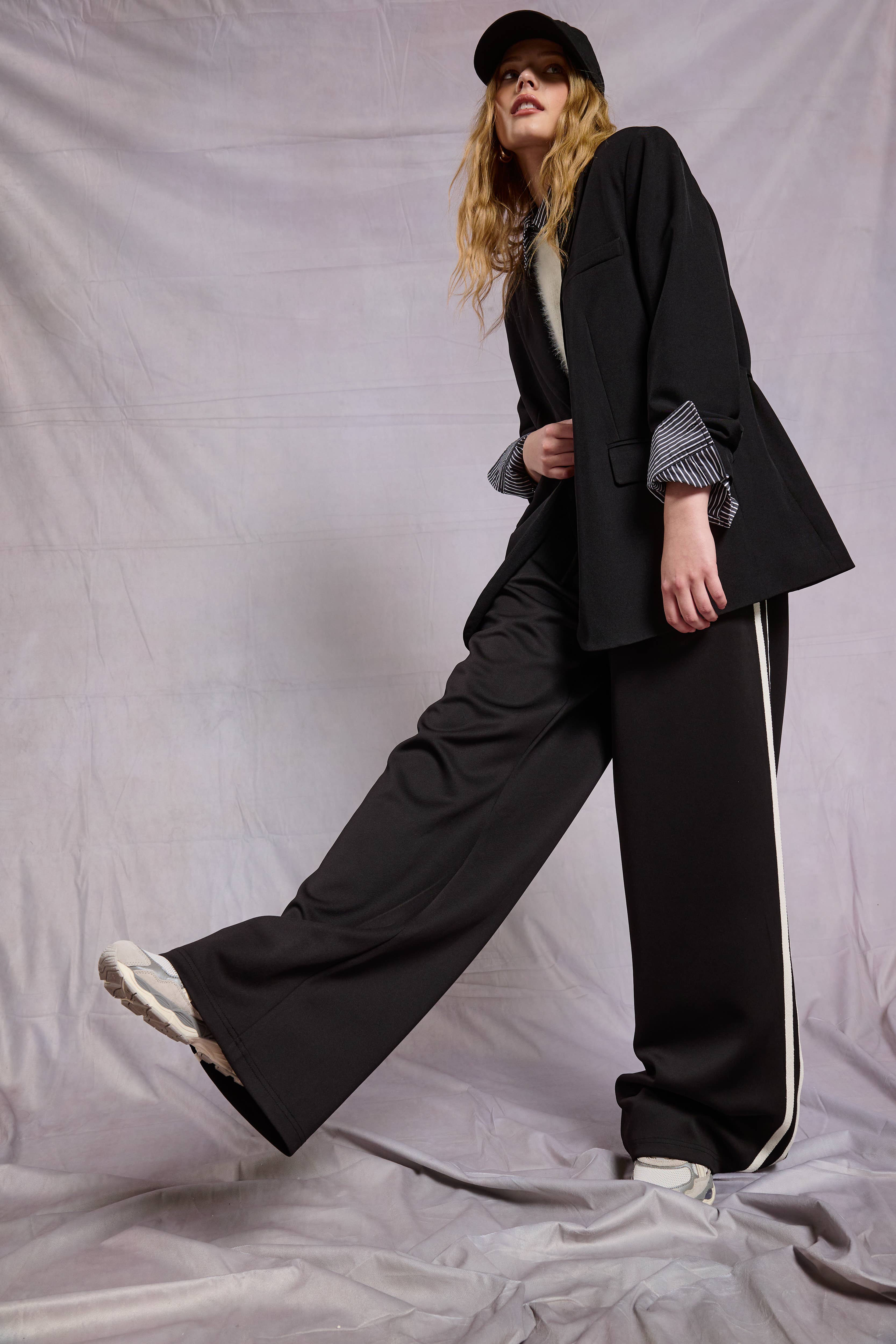 Mimosa - Wholesale Pants - Women's - Wide Leg Track Pants with Side Stripes8