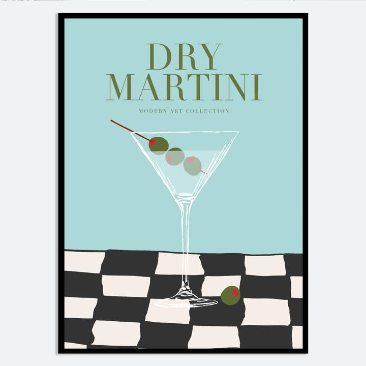 Dry Martini Cocktail-Barwagen, Wandbild, MA02 für den Großhandel von Sugar & Canvas