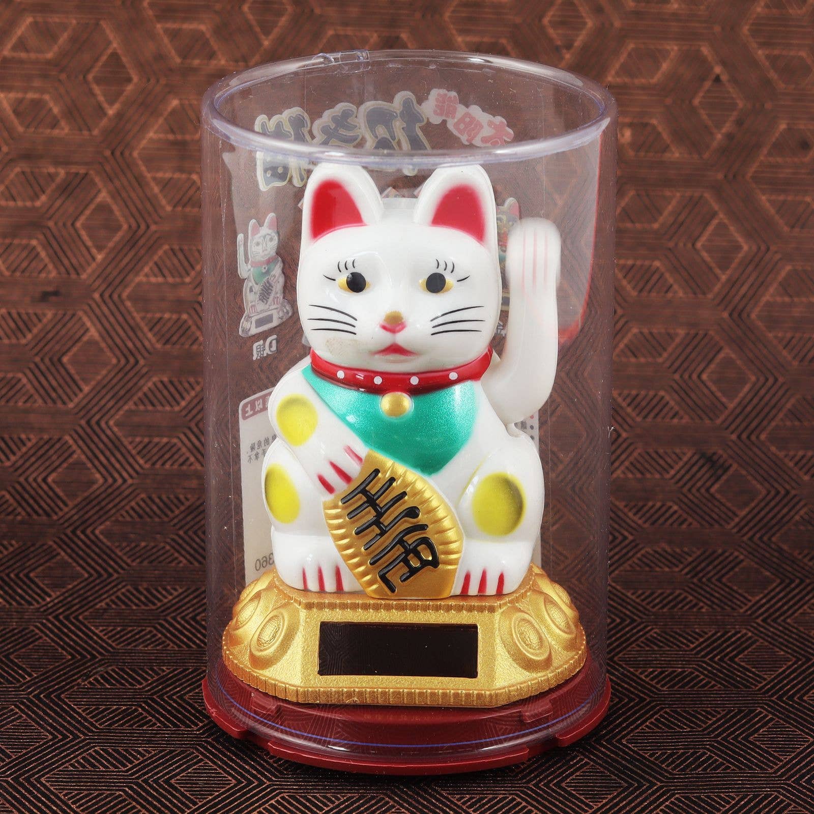 Tribal Trade GmbH - Wholesale Decorative Figurine - Lucky cat Maneki-neko waving cat solar round 8cm white7