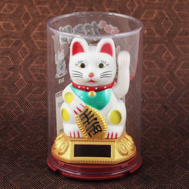 Tribal Trade GmbH - Wholesale Decorative Figurine - Lucky cat Maneki-neko waving cat solar round 8cm white7
