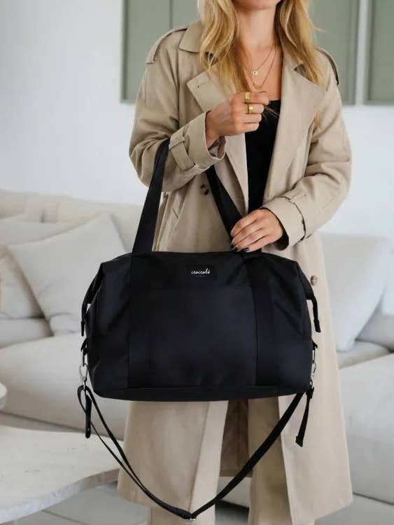 Noah black waterproof twill baby changing bag for wholesale by Crocrobō Paris