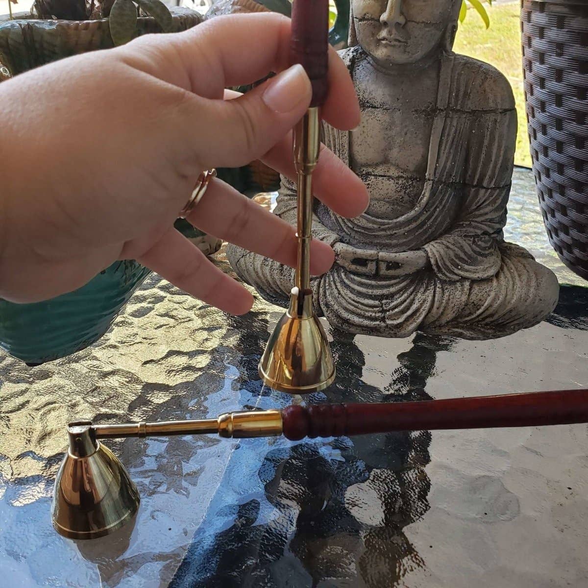 My Magic Place Shop - Wholesale Candle Snuffer - Wood and Brass Candle Snuffer Boho Decor  Vintage8