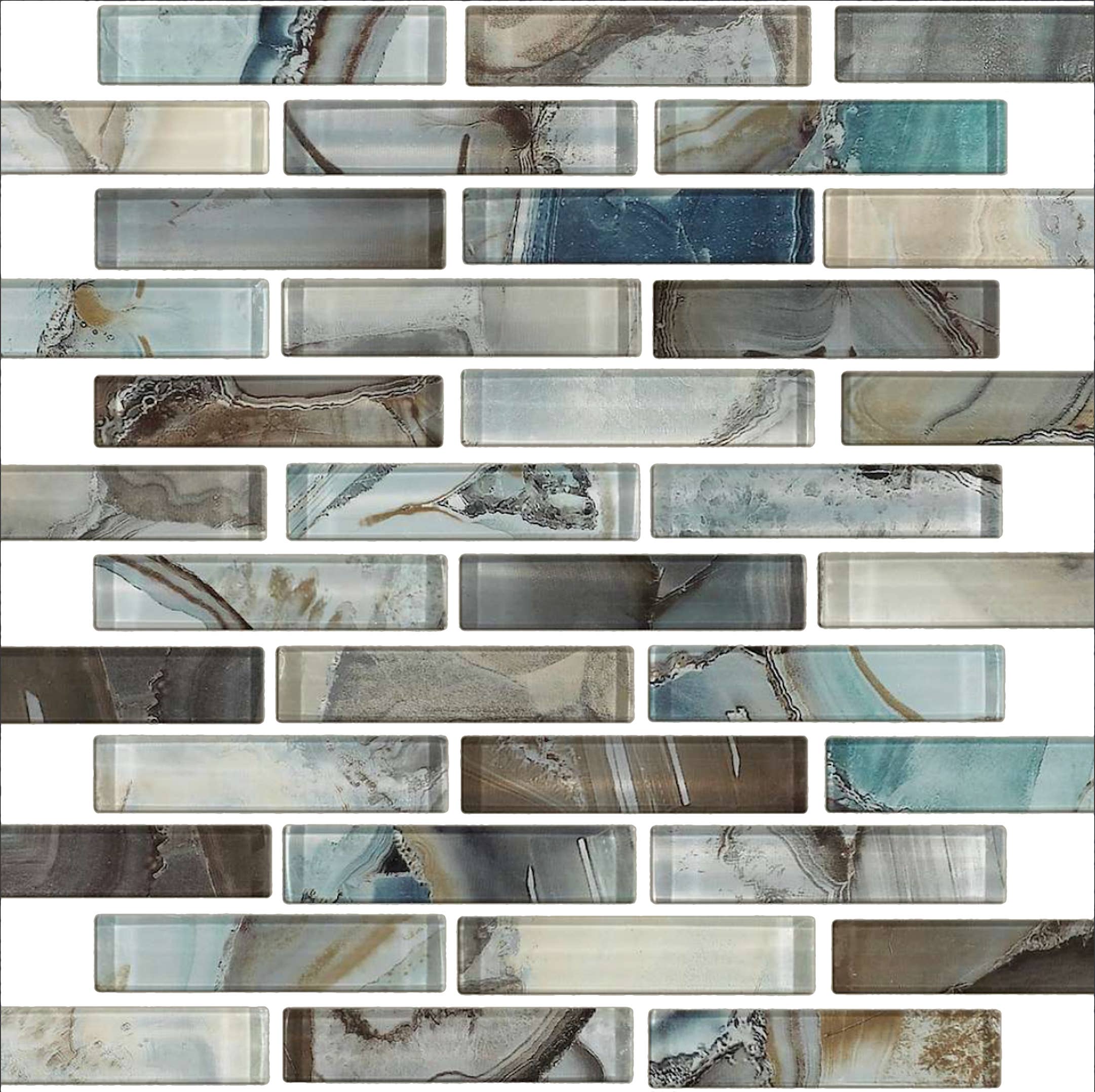 Thomas Avenue Ceramics - Vente Carrelages muraux - Mosaïques linéaires aléatoires en verre nacré de 12 « x 12"10