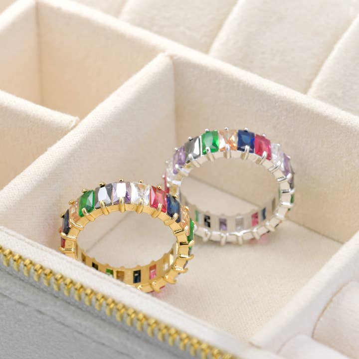 Blueyejewelry – Engroshandel Ring med sten – Bred baguette-skåret diamantring med CZ3