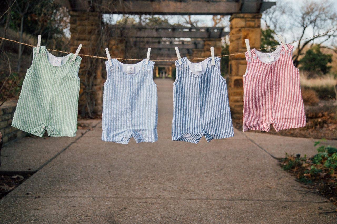 Boys KHAKI Seersucker Jon Jon (different seersucker lot) for wholesale on Faire1