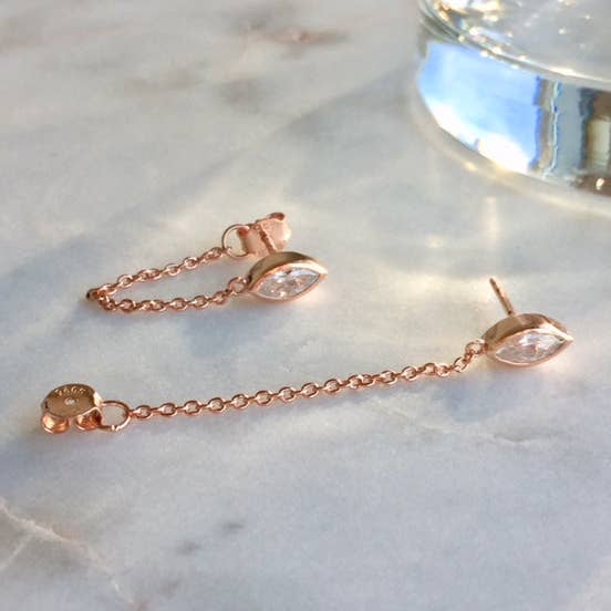 FALA - Wholesale Dangle Earrings - MARQUEE CHAIN EARRINGS - ROSE GOLD2