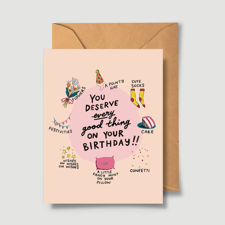 You Deserve Every Good Thing Carte d'anniversaire pour la vente par Abbie Ren Illustration