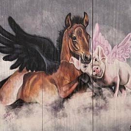 Impresión de madera de amigos improbables para venta al por mayor de Art For The Young At Heart