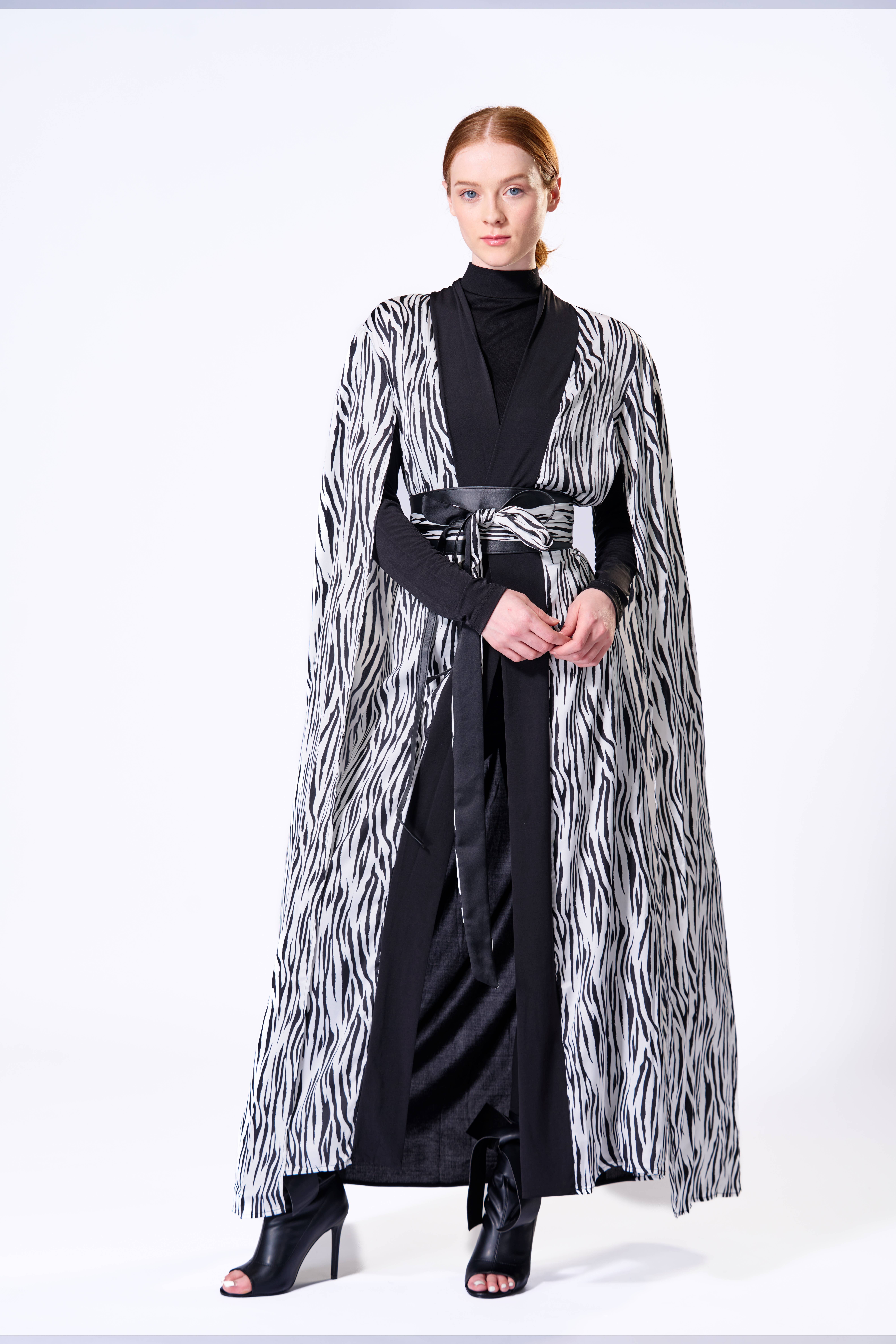 The Fifth Week – Kimono - Mulher por atacado – Duster de Cetim com Riscas de Zebra2