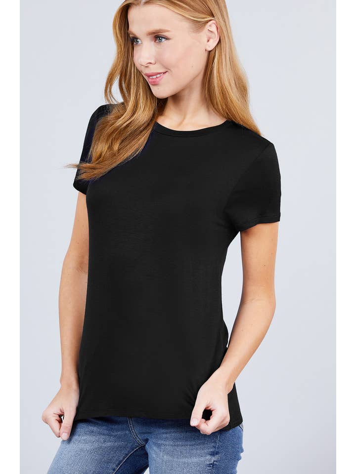 Active Basic | Active USA - Wholesale Knit Top - Women's - Short Sleeve Crew Neck Rayon Spandex Jersey Top6