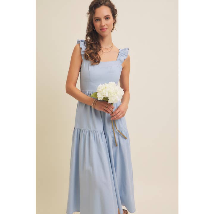 in february – wholesale Klänning - Dam – Klänning midi med volangärmar och sömdetaljer1