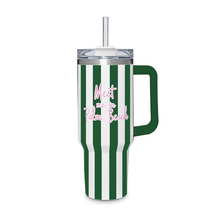 Toss Designs - Wholesale Insulated Mug/Tumbler - Water Tumbler (Green/White) - Meet Me - Custom Name Drop