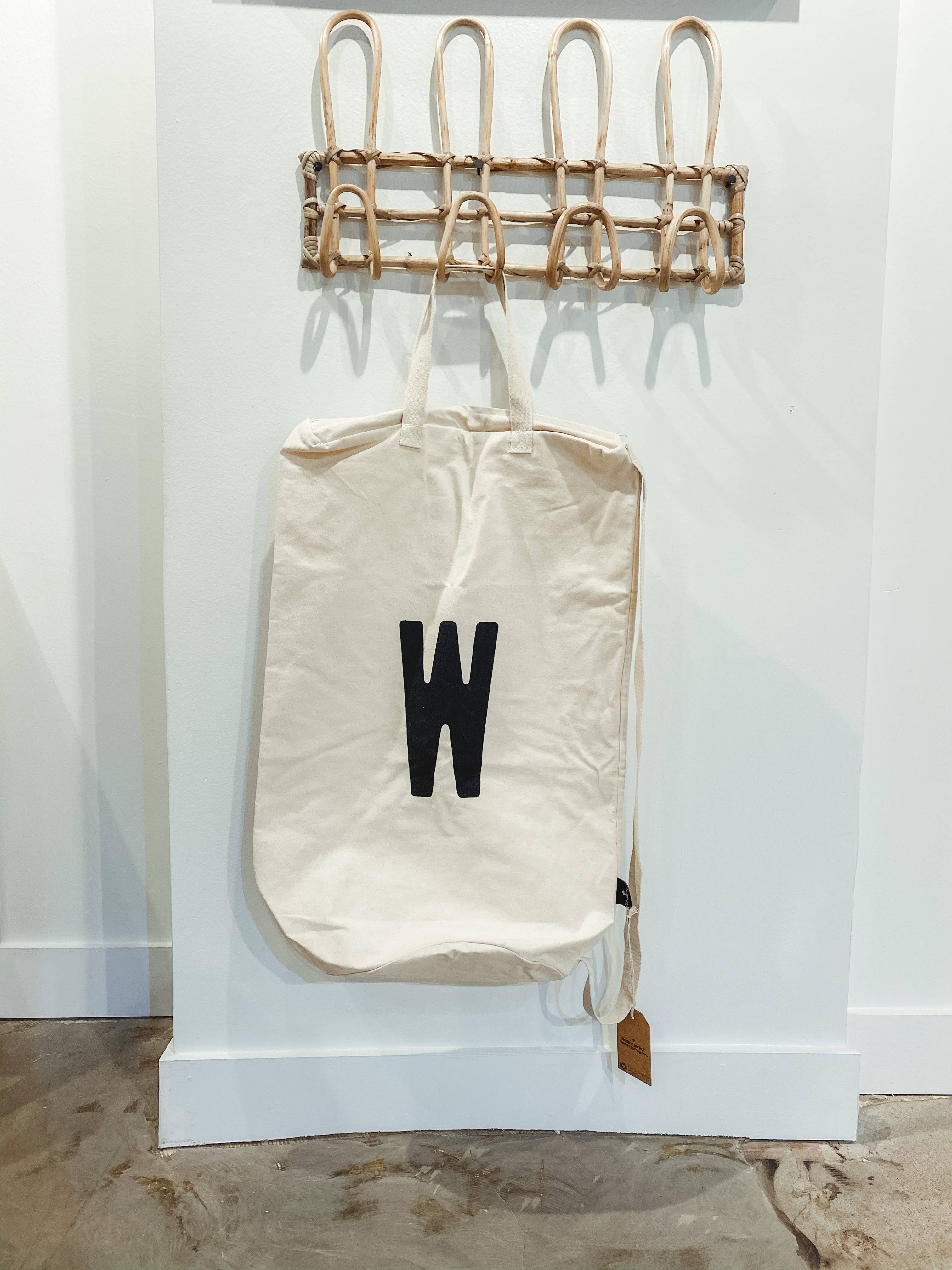 Modern Burlap - Wholesale Laundry Bag - Cotton Canvas Laundry Bag With Shoulder Strap - Alphabet6