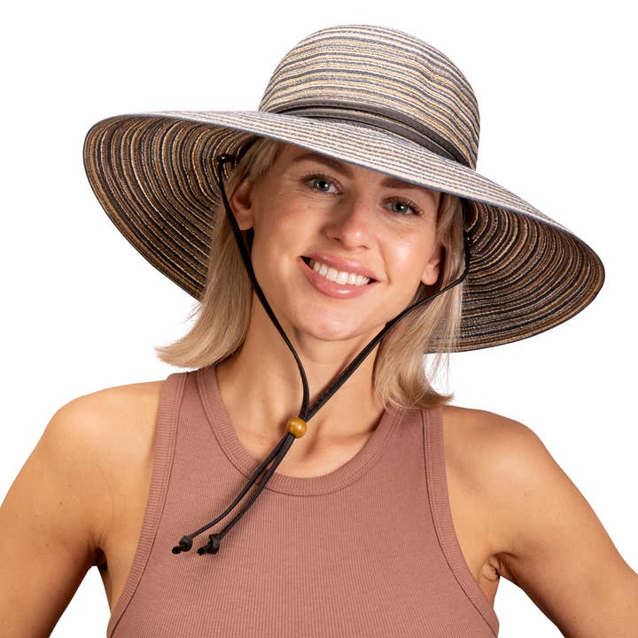 Women's Braided Wide Brim Hat Brown for wholesale by Sloggers