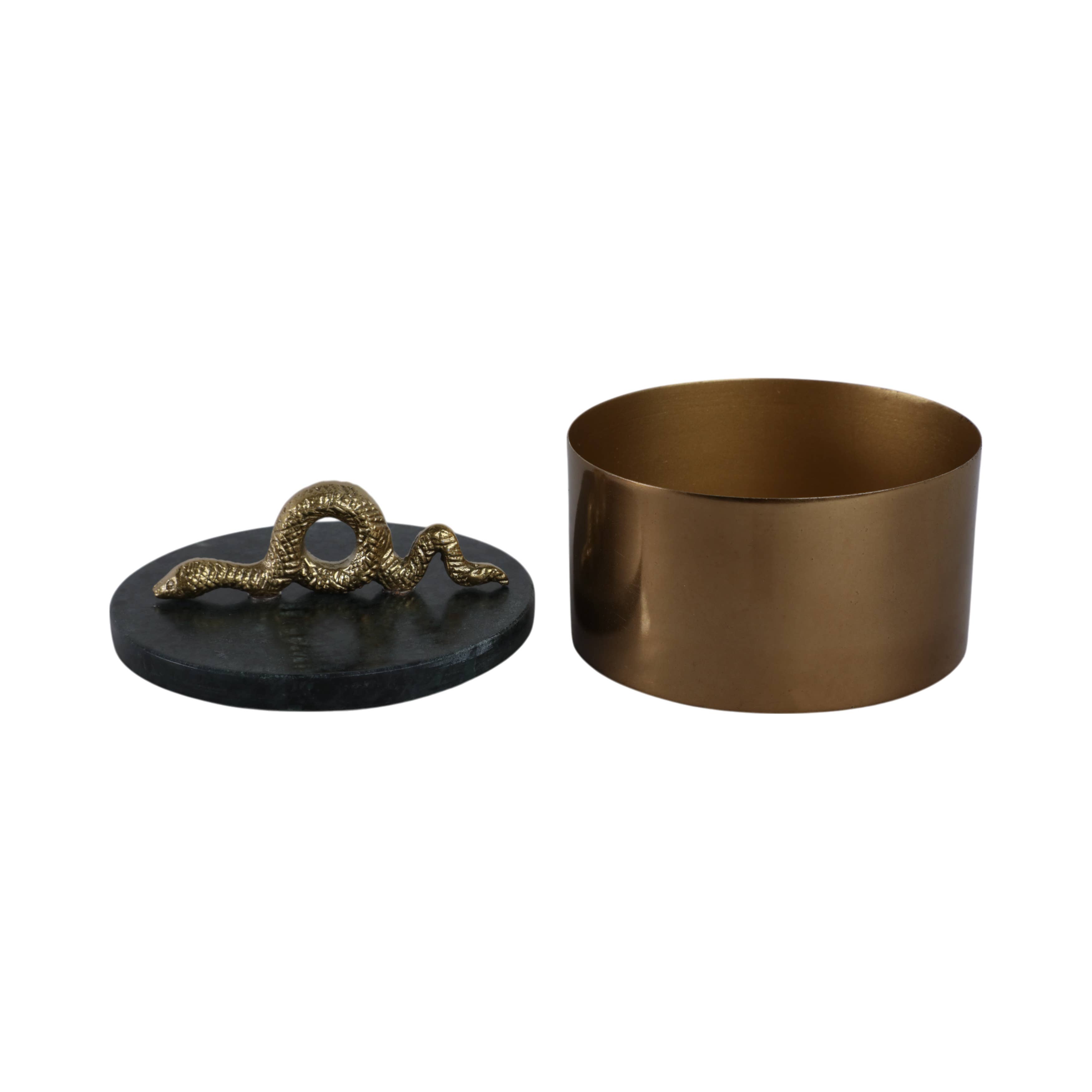Sagebrook Home - Wholesale Decorative Box - Decorative Box - Gold Metal Round Snake Handle, 5 in.6