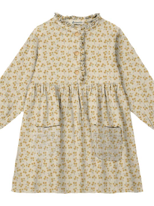 La robe de ferme Della en imprimé Petite Marigold pour la vente par La Poulette