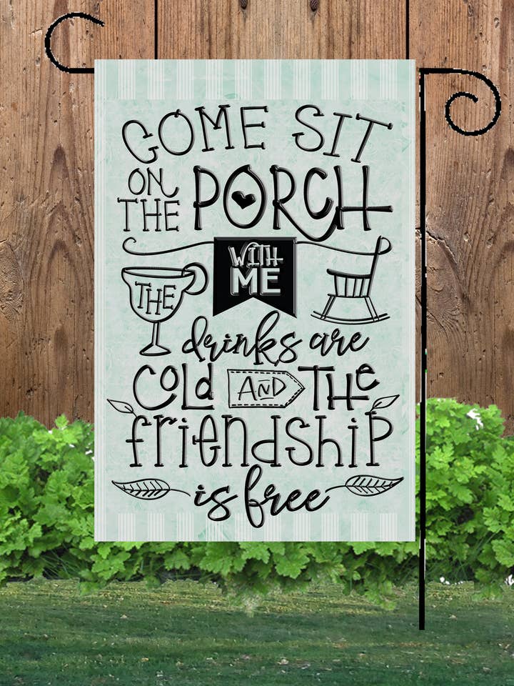 Come Sit on the Porch With Me Garden Flag for wholesale by Happy Cow Lawn Decor