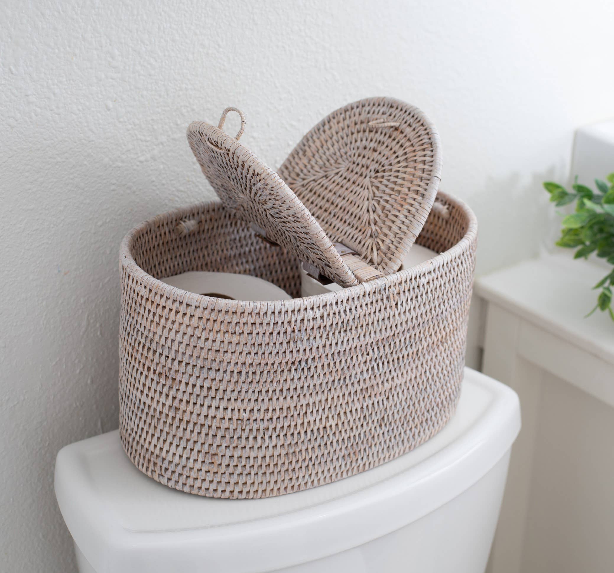 Artifacts Trading Company - Wholesale Toilet Paper Holder - Oval Rattan Double Tissue Roll Box9