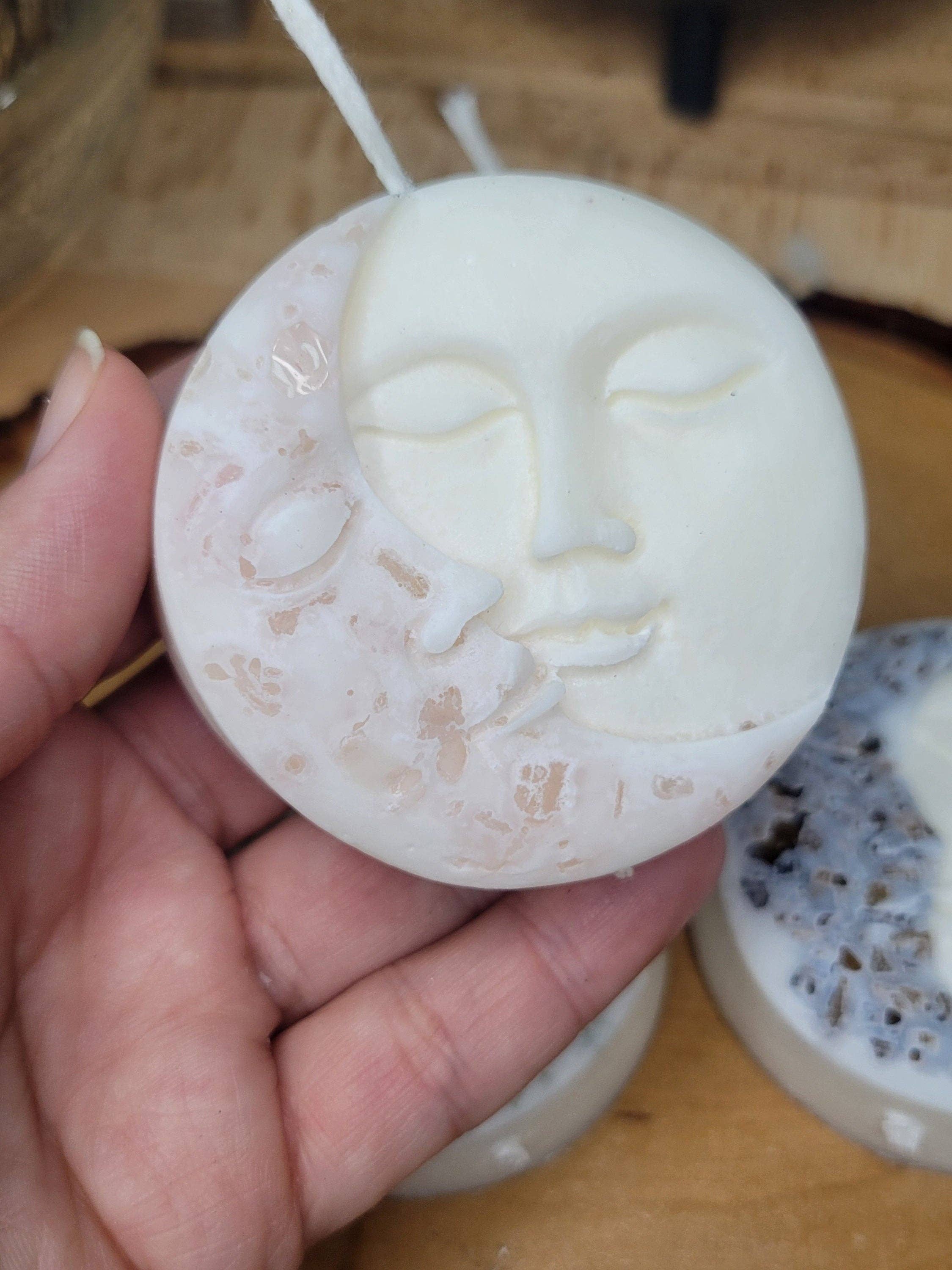My Magic Place Shop - Wholesale Novelty Candle - Moon and Sun Crystal Candle - Home Decor Candle - Soy Pillar Candle- Moon with Crystal - Ritual Candle2