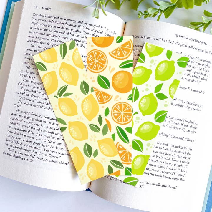 Cute Summer Citrus Fruit Bookmark | Lemons, Limes, Oranges for wholesale by Studious Owl Press