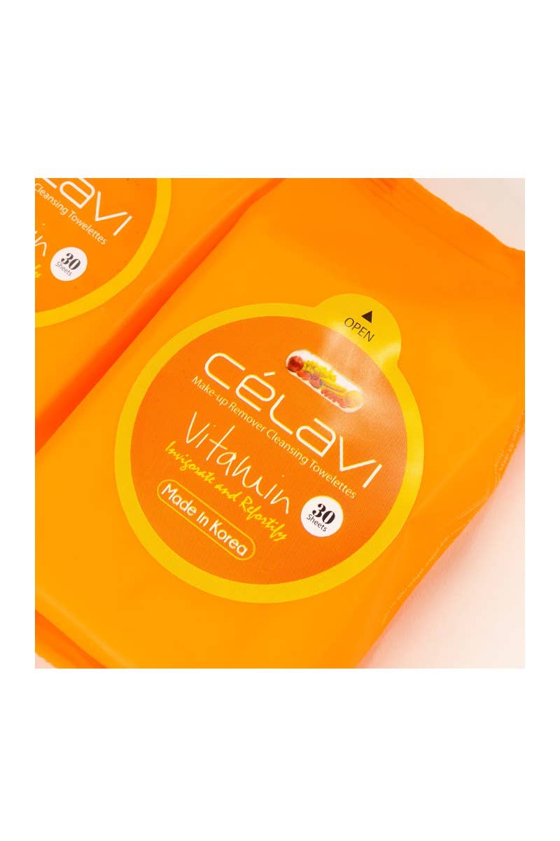 PINEAPPLE Beauty - Wholesale Face & Body Wipes - Celavi MT007 Vitamin Makeup Cleansing Towelette - 6pc6