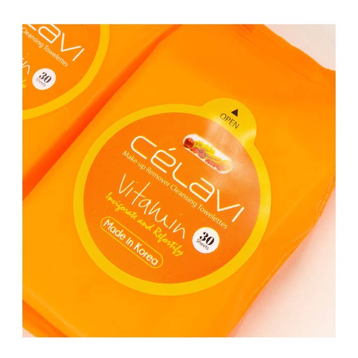 PINEAPPLE Beauty - Wholesale Face & Body Wipes - Celavi MT007 Vitamin Makeup Cleansing Towelette - 6pc6