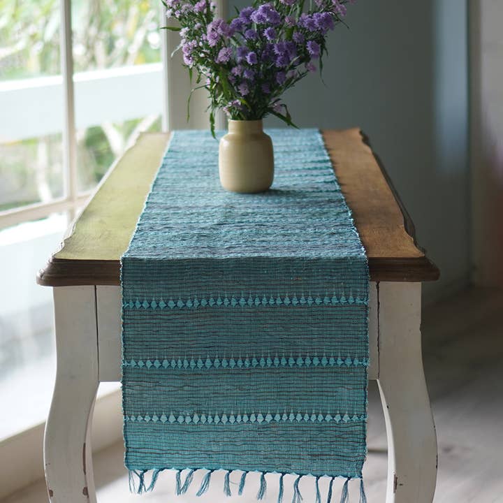 Vetiver Runner | Indigo Stripes for wholesale by Balizen by zen zen garden home