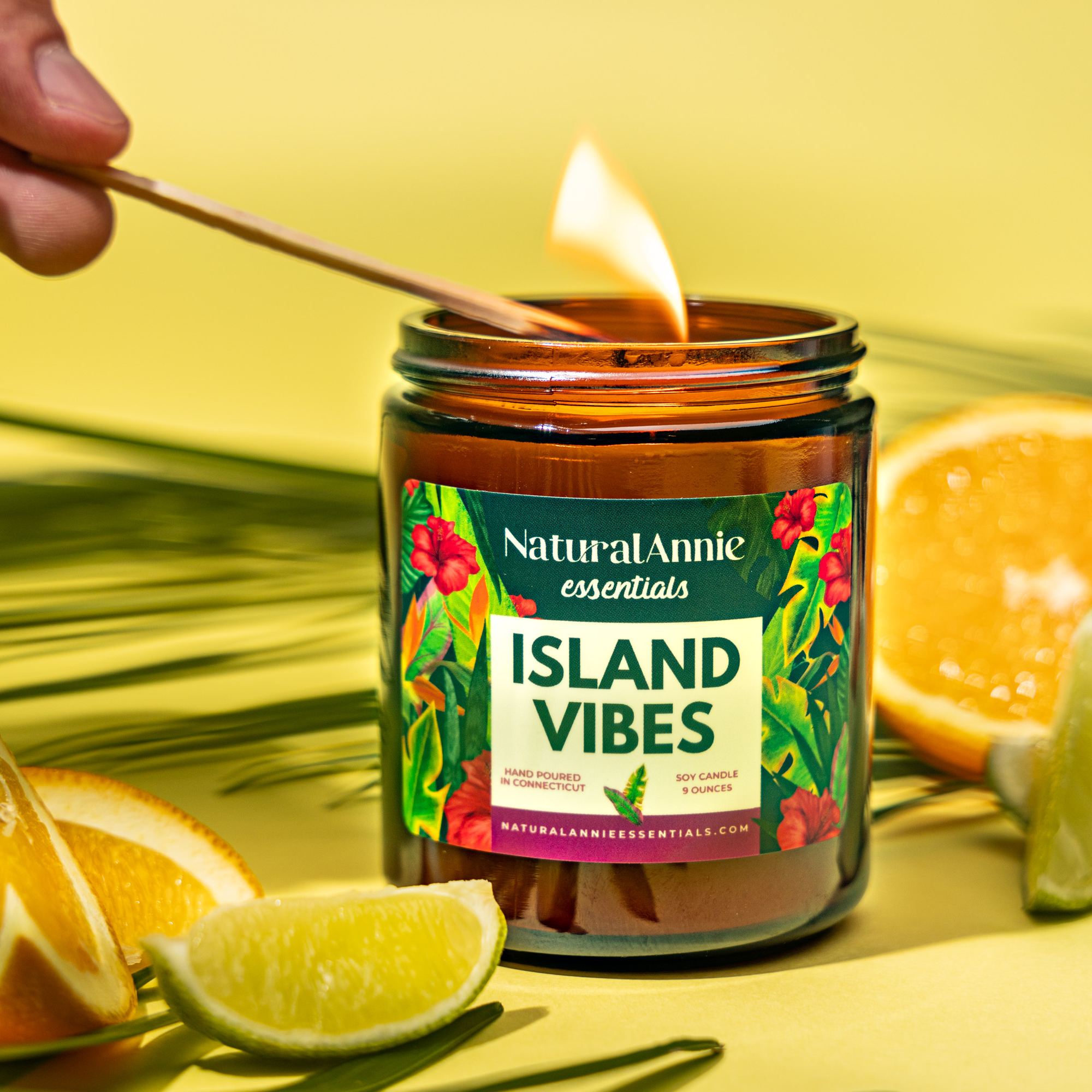 NaturalAnnie Essentials - Wholesale Jar/Filled Candle - Island Vibes Fruity/ Tropical scented Soy Candle5